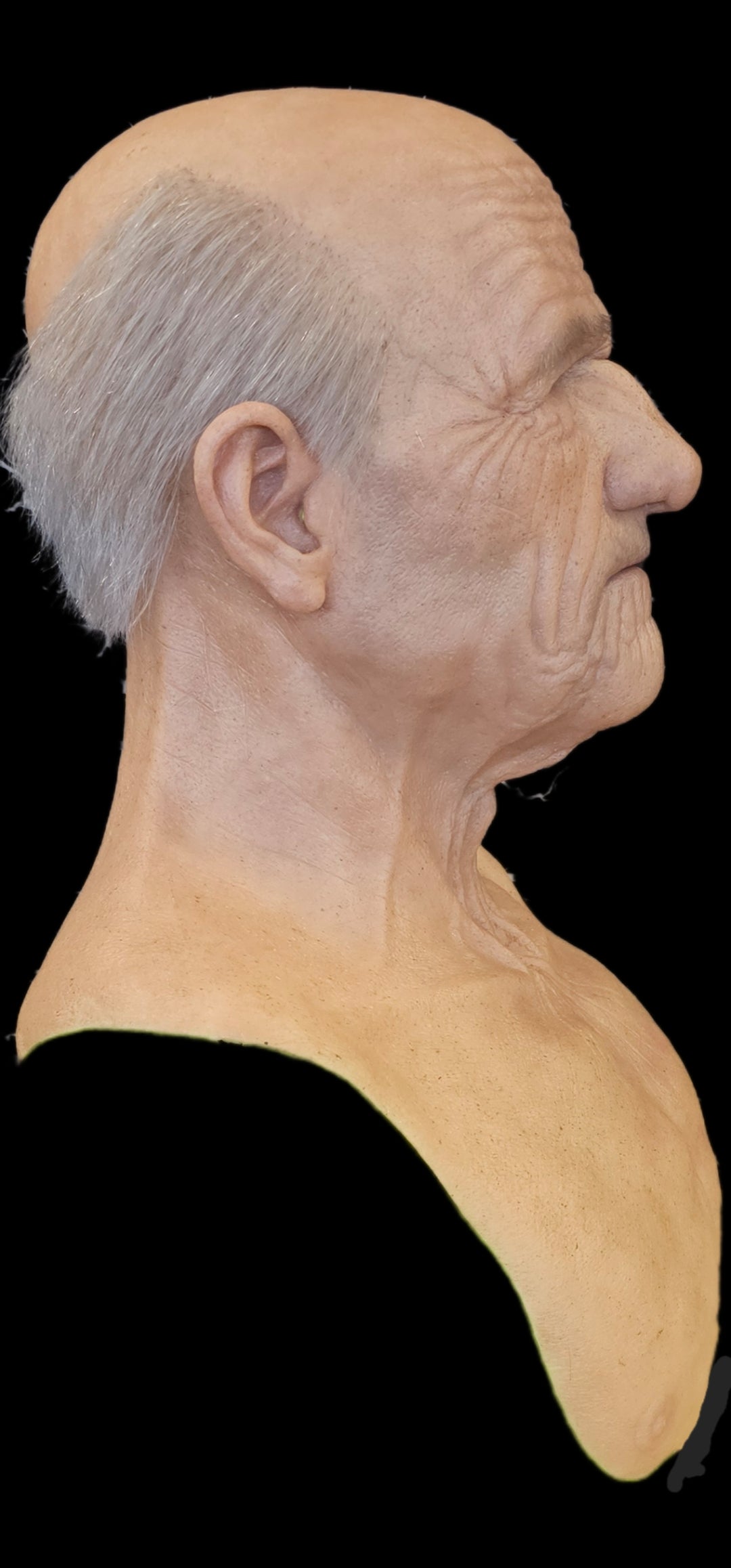 realistic silicone old man elderly mask horseshoe of hair pranks video