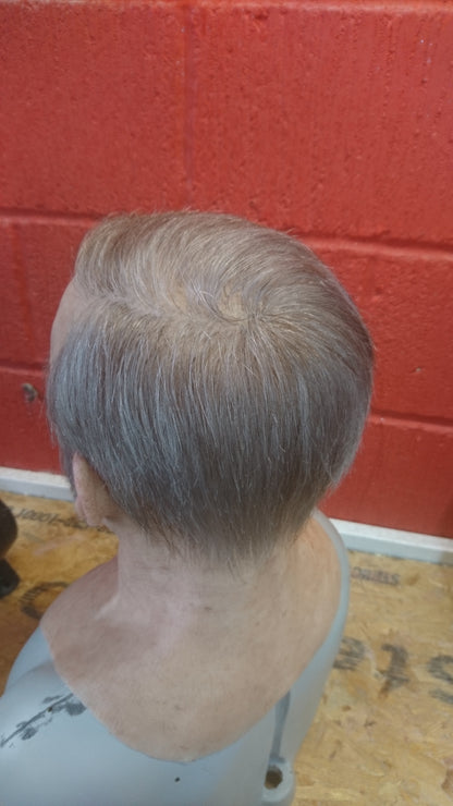 Stan old man with hand punched eyebrows and full hair, beard and mustache