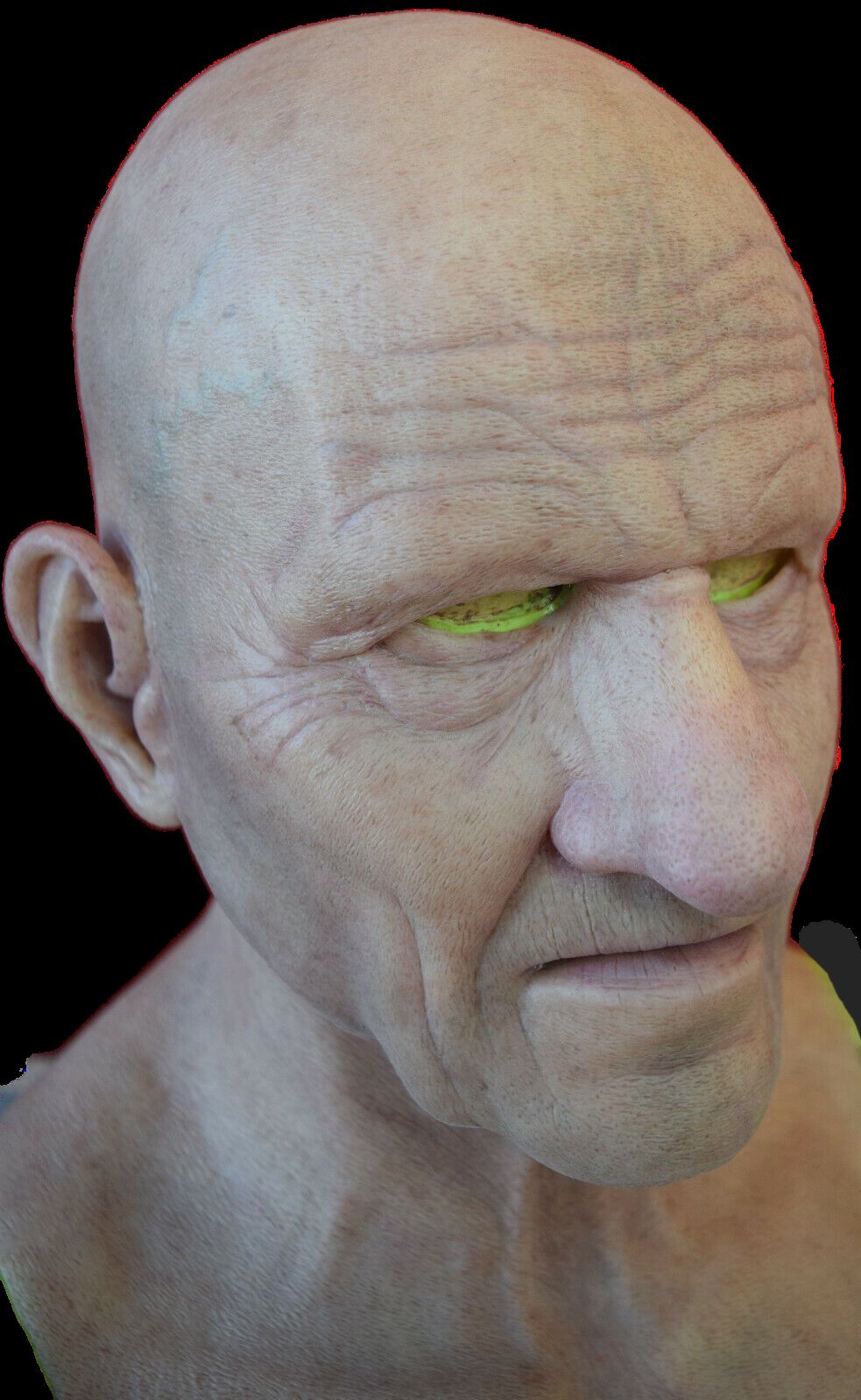 Realistic silicone mask bald old man pranks video content